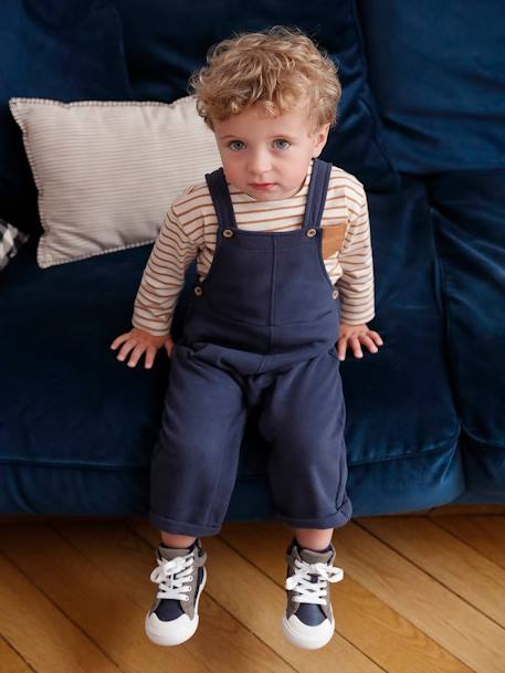 Jungen Baby Latzhose aus Sweatware Oeko-Tex - dunkelgrau meliert+grün+marine - 10