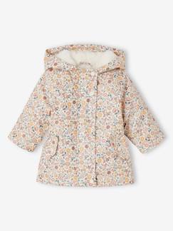 Gefütterte Mädchen Baby Regenjacke mit Blumen und Recycling-Polyester  [numero-image]