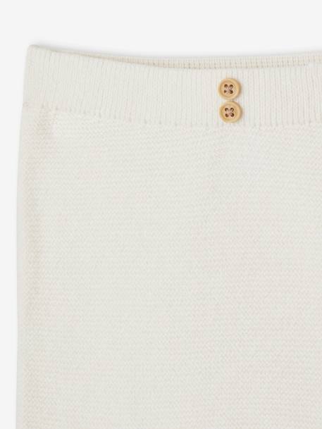 Baby Strickhose mit Fuß, Baumwolle/Wolle Oeko-Tex beige meliert+weiß 6