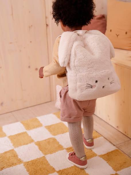 Kinder Kita-Rucksack HÄSCHEN aus Webpelz wollweiß 7