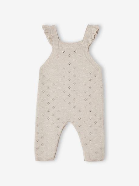 Baby Strick-Latzhose mit Volantträgern Oeko-Tex beige meliert 2