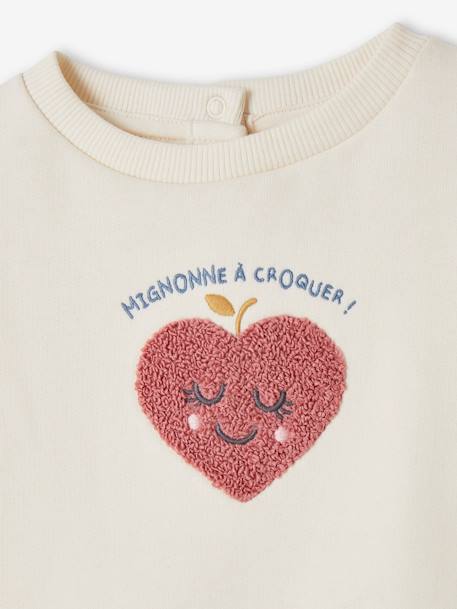 Baby Sweatshirt mit Frottee-Herz und Recycling-Polyester wollweiß 3