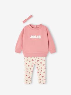 Babymode-Mädchen Baby-Set: Sweatshirt, Leggings & Haarband, personalisierbar