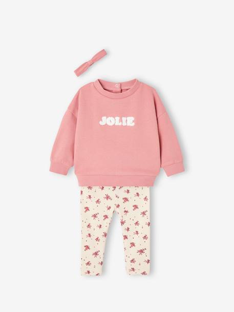 Mädchen Baby-Set: Sweatshirt, Leggings & Haarband, personalisierbar puder+rosenholz 8