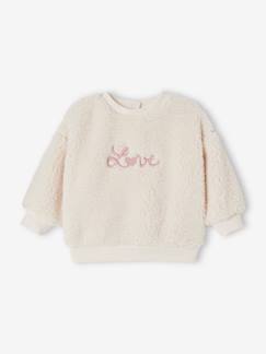 Babymode-Pullover, Strickjacken & Sweatshirts-Mädchen Baby Teddyfleece-Pullover mit LOVE-Schriftzug