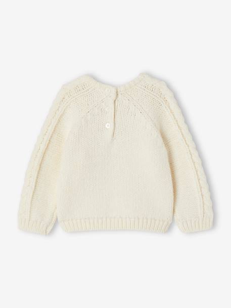 Baby Zopfstrickpullover mit rundem Ausschnitt wollweiß 2