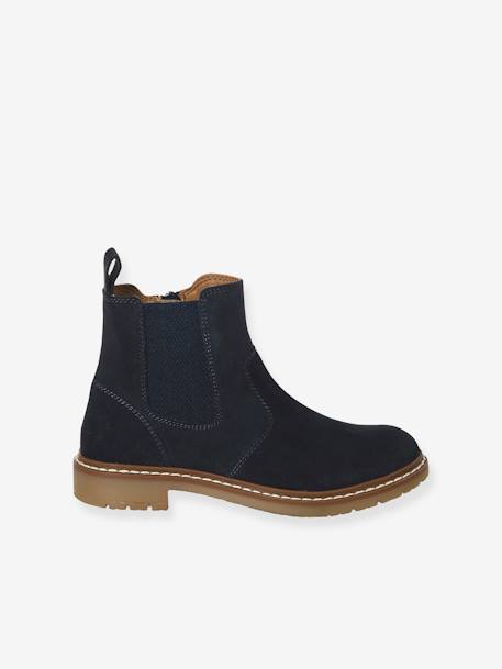 Jungen Chelsea-Boots aus Spaltleder marine 2