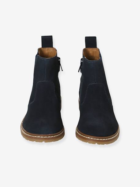 Jungen Chelsea-Boots aus Spaltleder marine 4