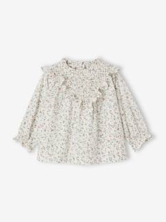 -Gesmokte Mädchen Baby Bluse mit Blumenmuster