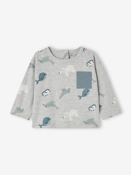 Baby Shirt mit Polartieren Oeko-Tex grau meliert 1