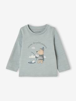 Babymode-Shirts & Rollkragenpullover-Baby Shirt mit Druckknöpfen und Bär Oeko-Tex