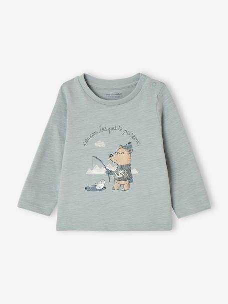 Baby Shirt mit Druckknöpfen und Bär Oeko-Tex aqua 1