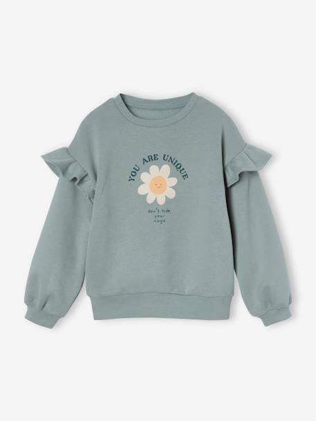 Mädchen-Set: Sweatshirt mit Volants & Leggings, mit Recycling-Polyester graugrün 2