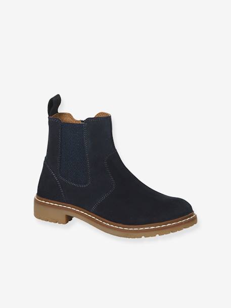 Jungen Chelsea-Boots aus Spaltleder marine 1