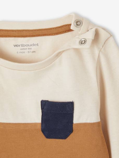 Baby Colorblock-Shirt aus Bio-Baumwolle, personalisierbar pekannuss+tannengrün 2