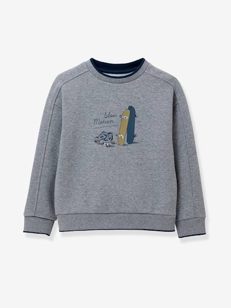 Jungen Sweatshirt mit Skater-Print CYRILLUS grau meliert 1