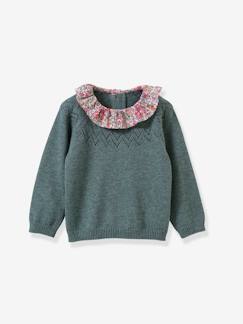 Babymode-Mädchen Pullover mit Liberty-Kragen CYRILLUS