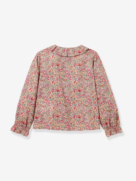 Mädchen Bluse aus Liberty-Stoff mit Kragen CYRILLUS rosa 2