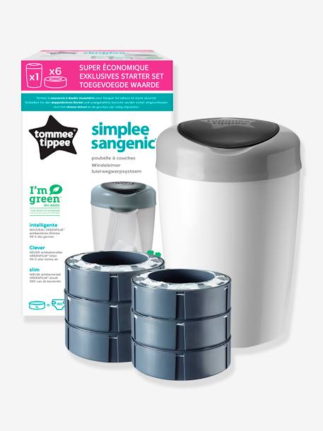 Set aus Windeleimer und 6er-Pack Nachfüllkassetten Simplee Sangenic SIMPLEE Tommee tippee grau 1