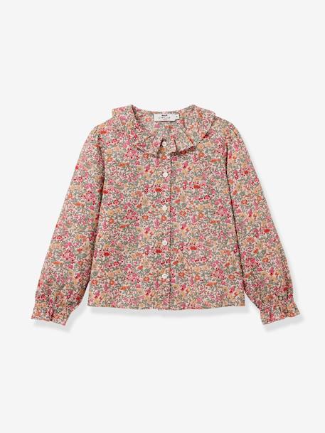 Mädchen Bluse aus Liberty-Stoff mit Kragen CYRILLUS rosa 1