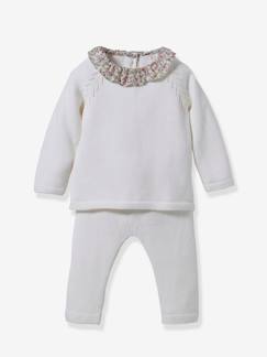 Gestricktes Baby-Set: Leggings & Pullover mit Liberty-Kragen CYRILLUS, Bio-Baumwolle/Wolle  [numero-image]