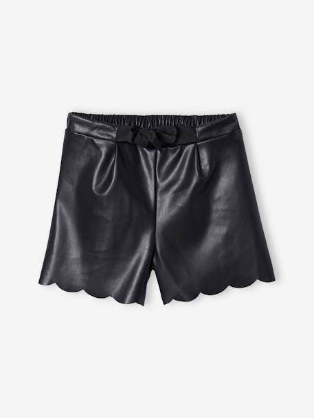 Mädchen Shorts aus Leder-Imitat mit Dehnbund schwarz 5