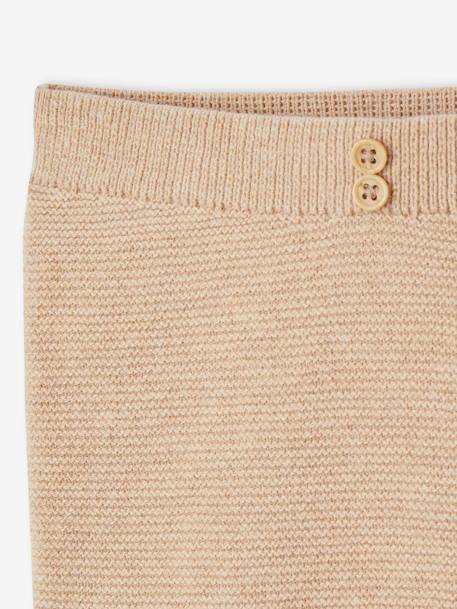 Baby Strickhose mit Fuß, Baumwolle/Wolle Oeko-Tex beige meliert+weiß 3