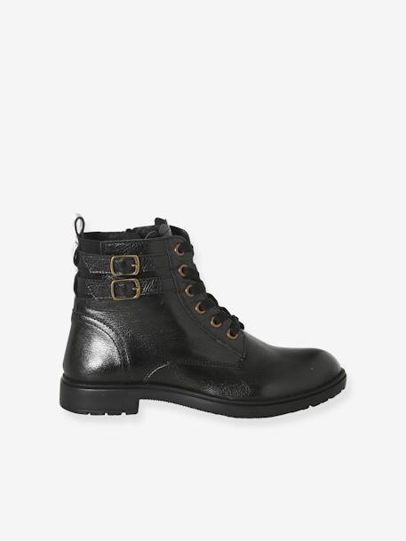 Mädchen Schnürboots aus Leder braun+schwarz 8