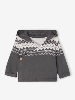 Babymode-Baby Kapuzenjacke aus Jacquardstrick Oeko-Tex