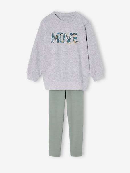 Mädchen Sport-Set aus langem Sweatshirt & Sport-Leggings mit Recycling-Polyester anthrazit+grau meliert 6