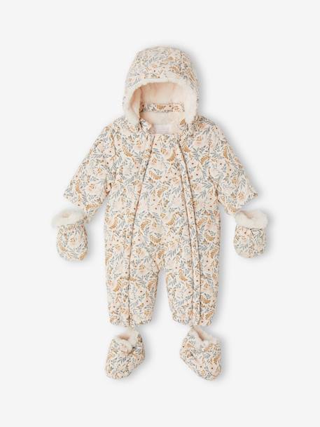 Baby Winter-Overall mit abnehmbaren Fäustlingen, Recycling-Material wollweiß 1