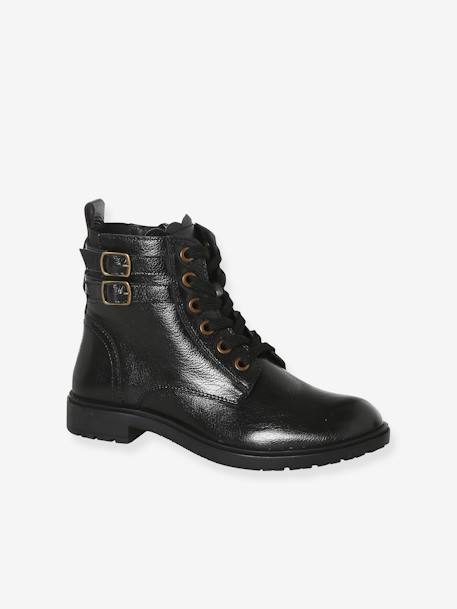 Mädchen Schnürboots aus Leder braun+schwarz 7