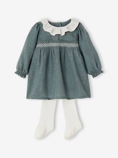 Weihnachtliches Baby-Set: Kleid mit Kragen & Strumpfhose  [numero-image]