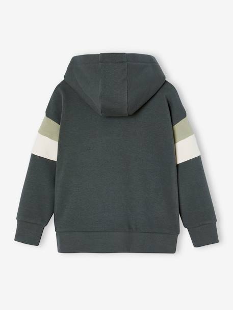 Jungen Kapuzensweatshirt mit Colorblock-Ärmeln graublau+malve+moosgrün+weiß meliert 11