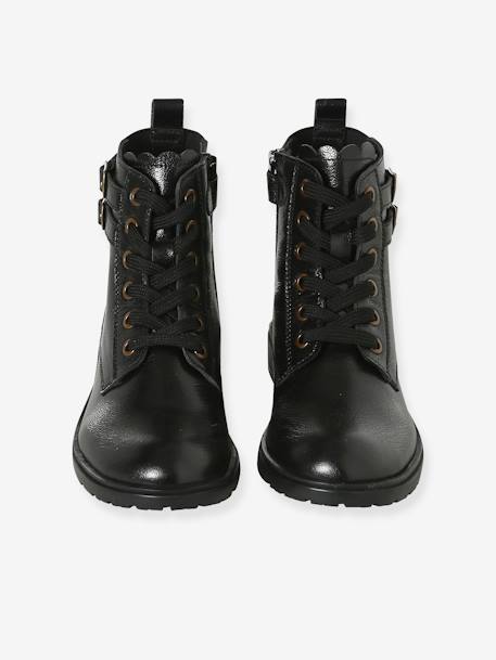 Mädchen Schnürboots aus Leder braun+schwarz 10