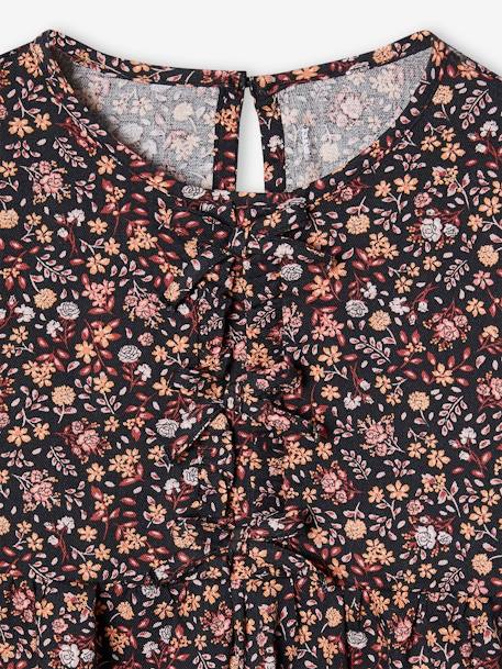 Mädchen Bluse mit Blumenmuster rosa bedruckt 4