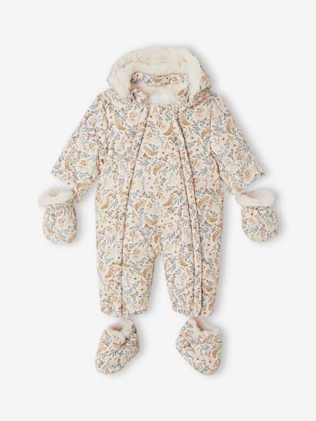 Baby Winter-Overall mit abnehmbaren Fäustlingen, Recycling-Material wollweiß 2