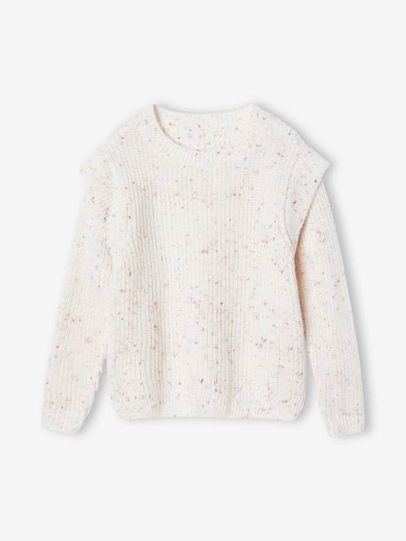 Mädchen Pullover aus meliertem Strick vanille 1