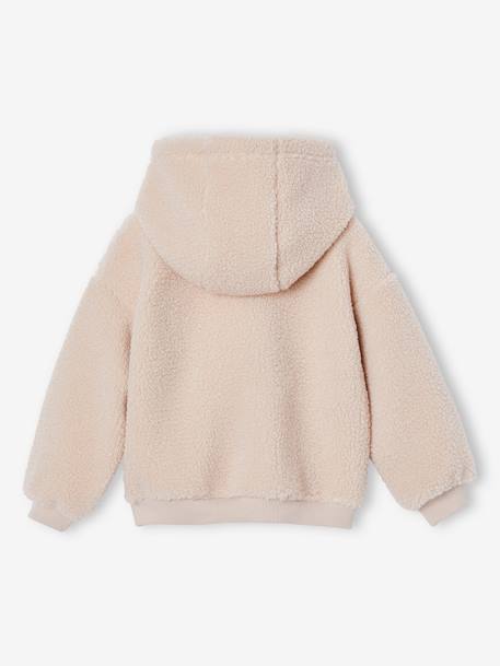 Mädchen Kapuzenpullover aus Teddyfleece malve+wollweiß 6