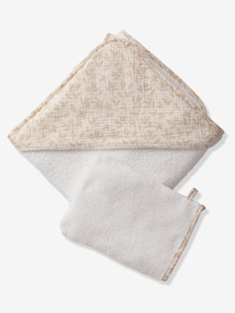 Baby Geschenk-Set: Badetuch & Waschhandschuh HYGGE, personalisierbar beige bedruckt 9