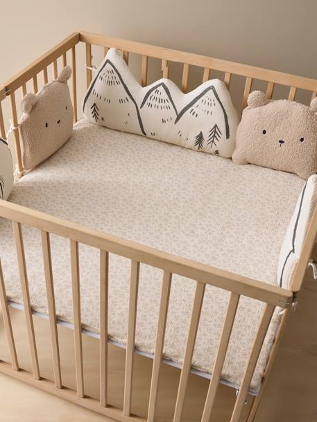 Baby Bettumrandung/Laufgitterpolster HYGGE beige bedruckt 1