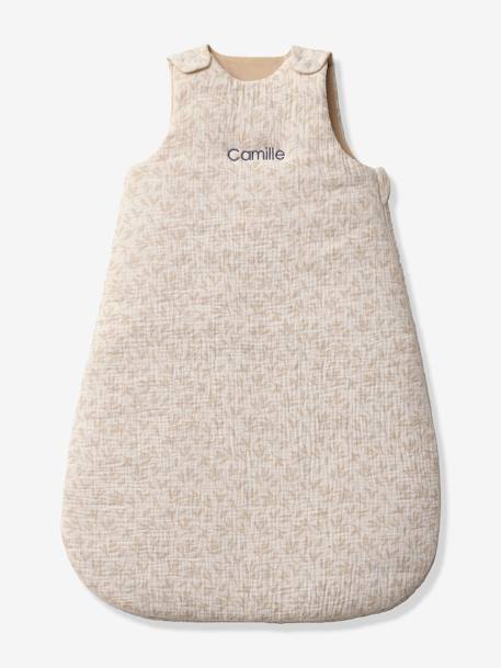 Ärmelloser Baby Schlafsack HYGGE, personalisierbar beige bedruckt 3