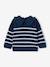 Gestreifter Baby Pullover mit Volantkragen Oeko-Tex jeansblau 1