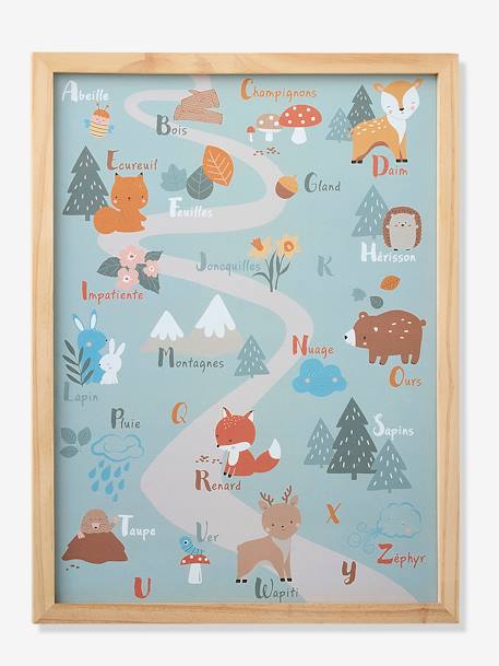 Kinderzimmer ABC-Poster mit Rahmen GRÜNER WALD natur 2