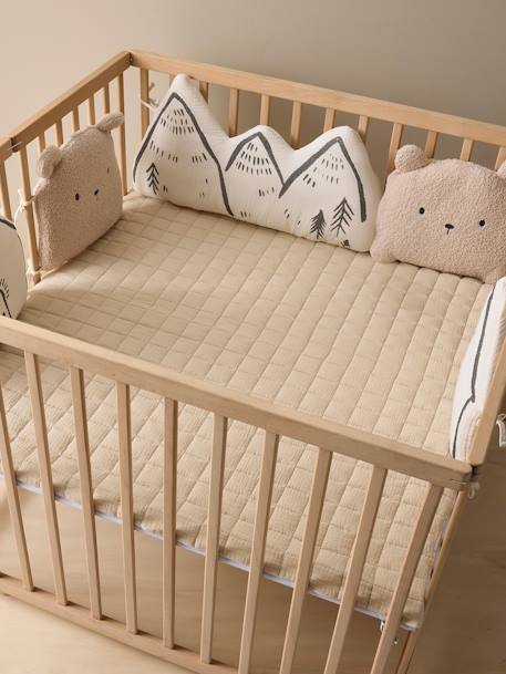 Baby Bettumrandung/Laufgitterpolster HYGGE beige bedruckt 2