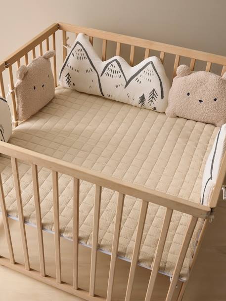 Baby Spieldecke/Laufstalleinlage aus Musselin HYGGE Oeko-Tex beige bedruckt 7