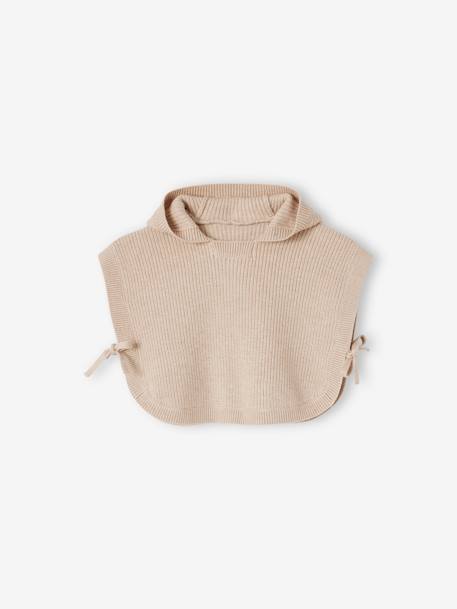 Baby Strick-Cape mit Ohren an der Kapuze Oeko-Tex beige meliert 1