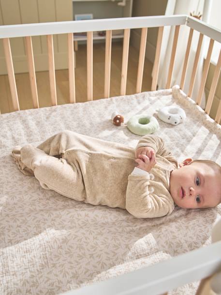 Baby Spieldecke/Laufstalleinlage aus Musselin HYGGE Oeko-Tex beige bedruckt 5