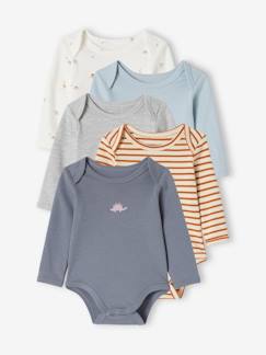 Babymode-5er-Pack Baby Langarm-Bodys mit Dinos in Schlupfform, Bio-Baumwolle