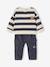 Jungen Baby-Set: gestreiftes Sweatshirt & Cargohose schieferblau 3